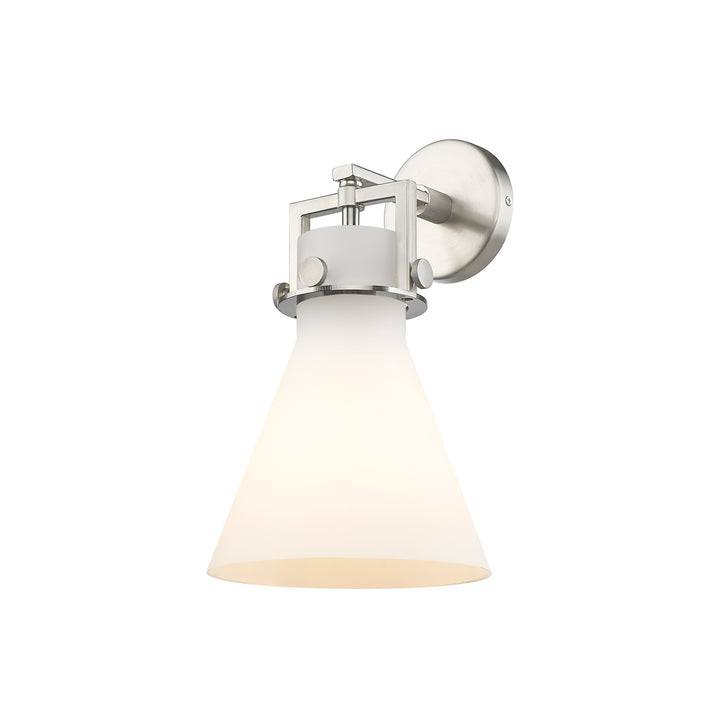 Innovations Lighting Newton Cone 8" Sconce - Satin Nickel Wall Sconces Innovations Lighting White ; Glass Type: Frosted  