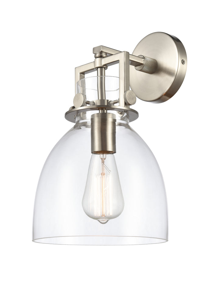 Innovations Lighting Newton Bell 8" Sconce - Satin Nickel Wall Sconces Innovations Lighting Clear ; Glass Type: Clear  