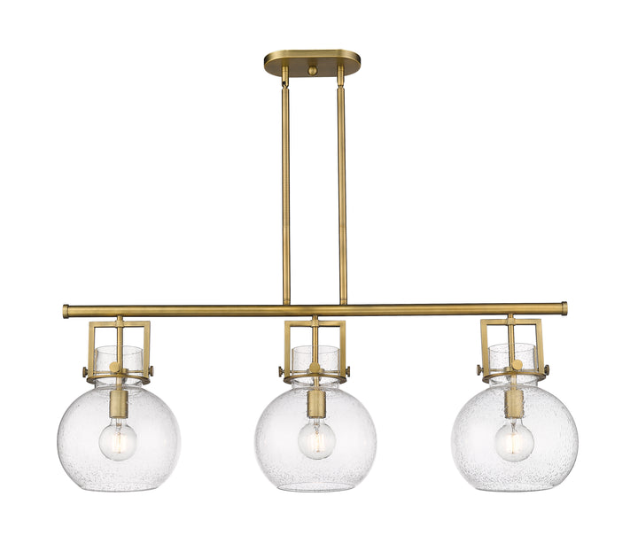 Innovations Lighting Newton Sphere 7" Island Light - Brushed Brass Linear Chandeliers Innovations Lighting Seedy ; Glass Type: Seeded  