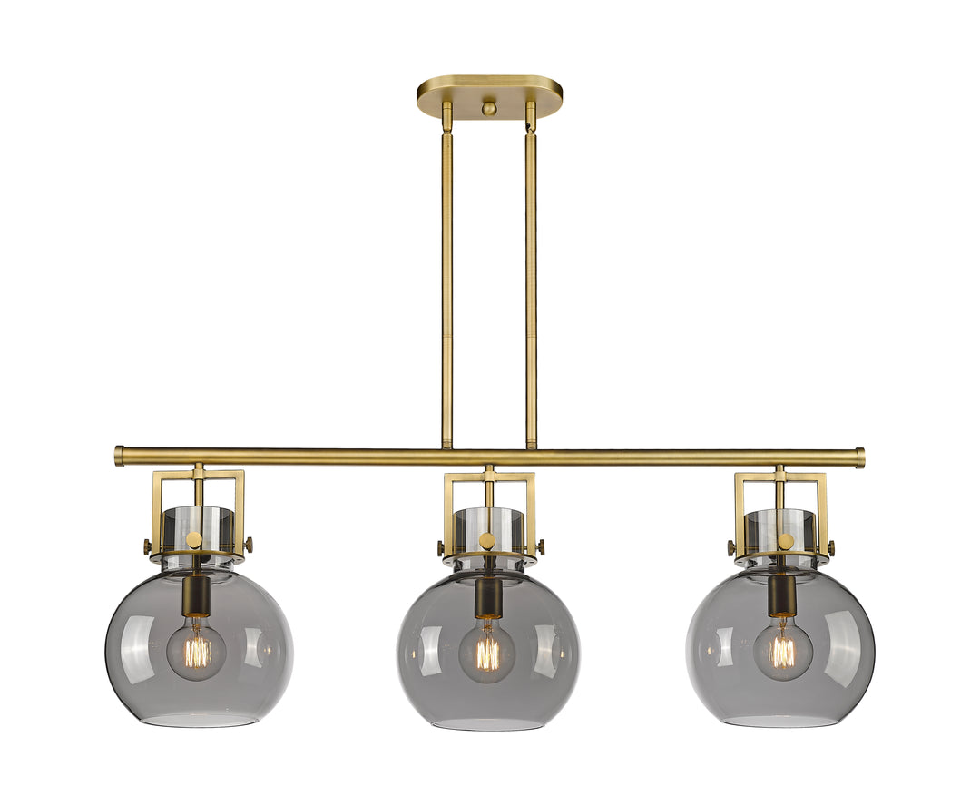 Innovations Lighting Newton Sphere 7" Island Light - Brushed Brass Linear Chandeliers Innovations Lighting Light Smoke ; Glass Type: Smoked  