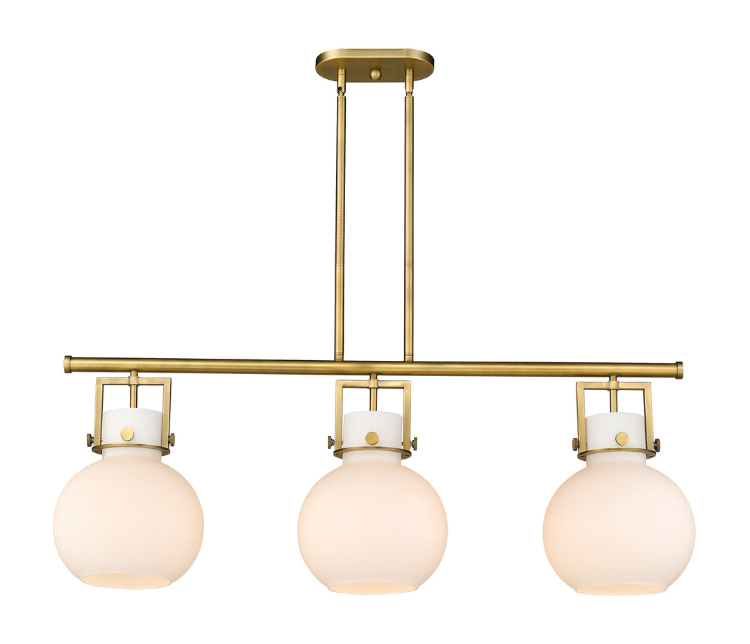 Innovations Lighting Newton Sphere 7" Island Light - Brushed Brass Linear Chandeliers Innovations Lighting White ; Glass Type: Frosted  