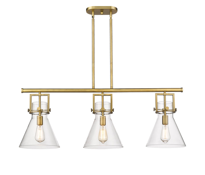 Innovations Lighting Newton Cone 7" Island Light - Brushed Brass Linear Chandeliers Innovations Lighting Clear ; Glass Type: Clear  