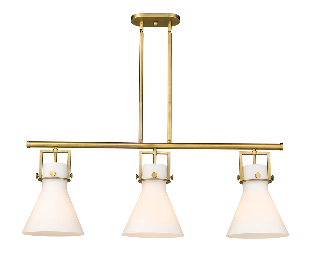 Innovations Lighting Newton Cone 7" Island Light - Brushed Brass Linear Chandeliers Innovations Lighting White ; Glass Type: Frosted  