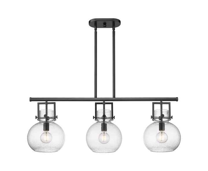 Innovations Lighting Newton Sphere 7" Island Light - Matte Black Linear Chandeliers Innovations Lighting Seedy ; Glass Type: Seeded  