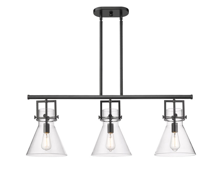 Innovations Lighting Newton Cone 7" Island Light - Matte Black Linear Chandeliers Innovations Lighting Clear ; Glass Type: Clear  