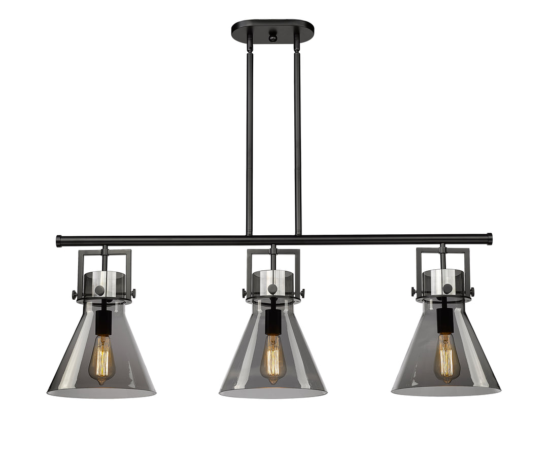 Innovations Lighting Newton Cone 7" Island Light - Matte Black Linear Chandeliers Innovations Lighting Light Smoke ; Glass Type: Smoked  