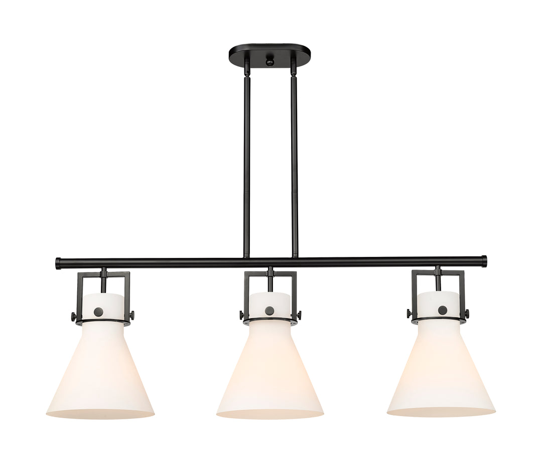 Innovations Lighting Newton Cone 7" Island Light - Matte Black Linear Chandeliers Innovations Lighting White ; Glass Type: Frosted  