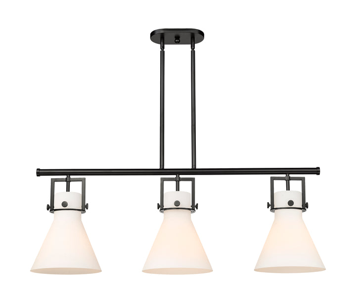 Innovations Lighting Newton Cone 7" Island Light - Matte Black Linear Chandeliers Innovations Lighting White ; Glass Type: Frosted  