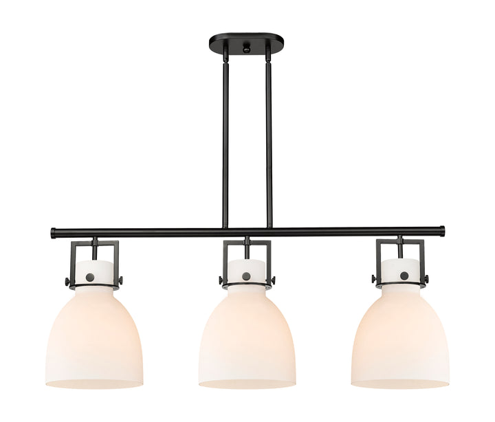 Innovations Lighting Newton Bell 7" Island Light - Matte Black Linear Chandeliers Innovations Lighting White ; Glass Type: Frosted  