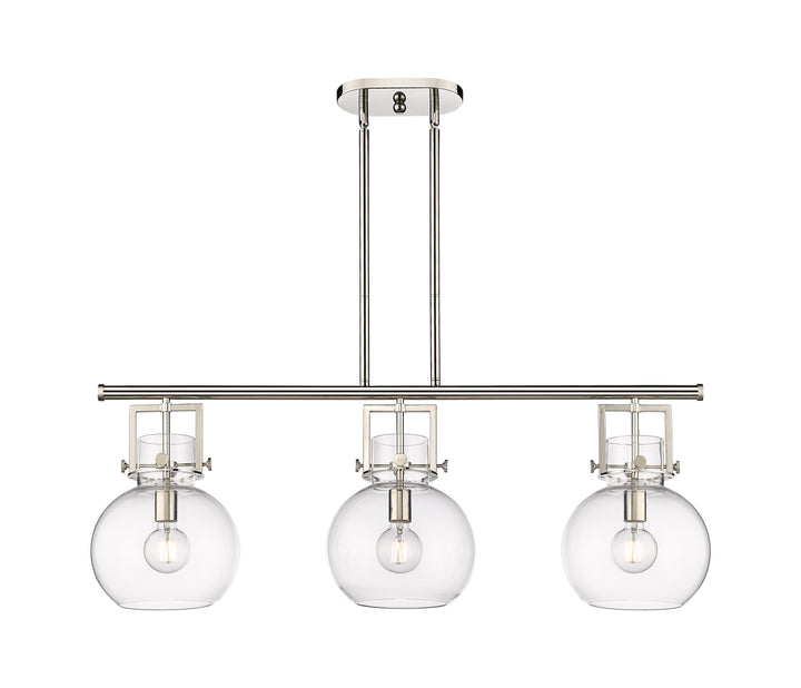 Innovations Lighting Newton Sphere 7" Island Light - Polished Nickel Linear Chandeliers Innovations Lighting Clear ; Glass Type: Clear  