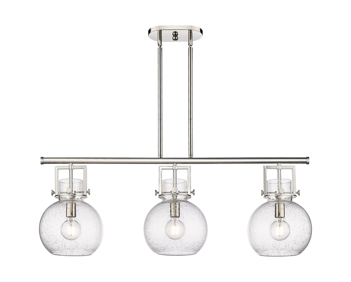 Innovations Lighting Newton Sphere 7" Island Light - Polished Nickel Linear Chandeliers Innovations Lighting Seedy ; Glass Type: Seeded  