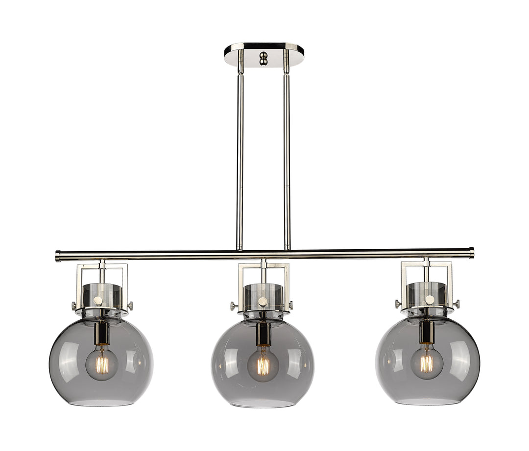 Innovations Lighting Newton Sphere 7" Island Light - Polished Nickel Linear Chandeliers Innovations Lighting Light Smoke ; Glass Type: Smoked  