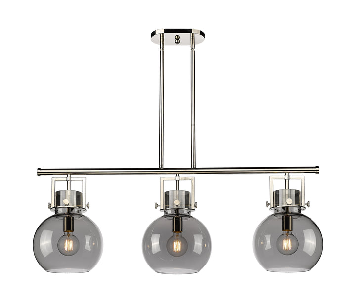 Innovations Lighting Newton Sphere 7" Island Light - Polished Nickel Linear Chandeliers Innovations Lighting Light Smoke ; Glass Type: Smoked  