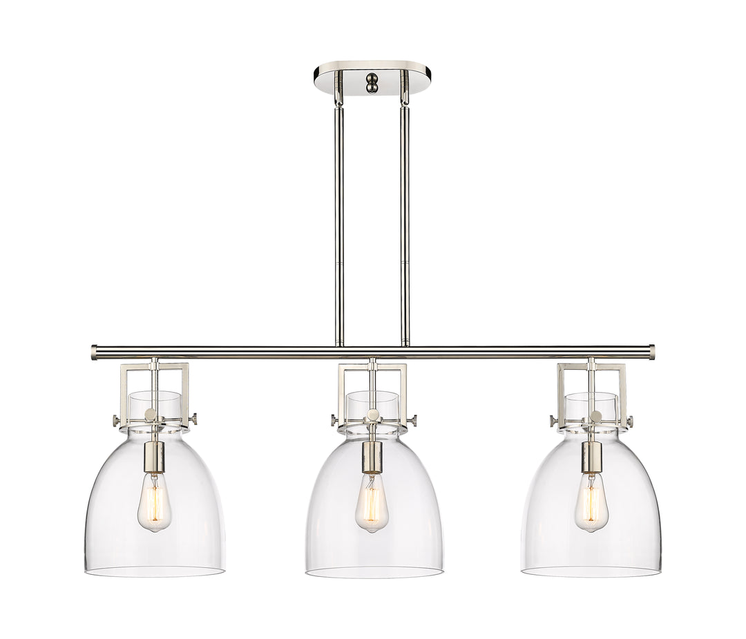 Innovations Lighting Newton Bell 7" Island Light - Polished Nickel Linear Chandeliers Innovations Lighting Clear ; Glass Type: Clear  