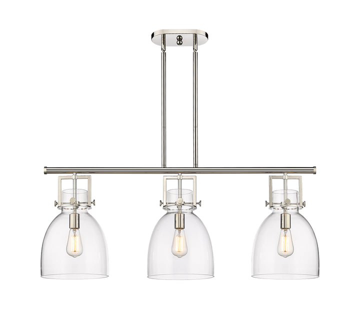 Innovations Lighting Newton Bell 7" Island Light - Polished Nickel Linear Chandeliers Innovations Lighting Clear ; Glass Type: Clear  