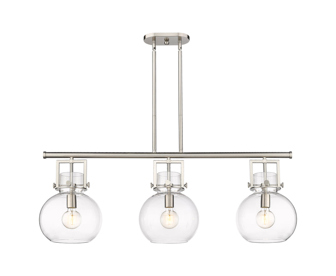 Innovations Lighting Newton Sphere 7" Island Light - Satin Nickel Linear Chandeliers Innovations Lighting Clear ; Glass Type: Clear  