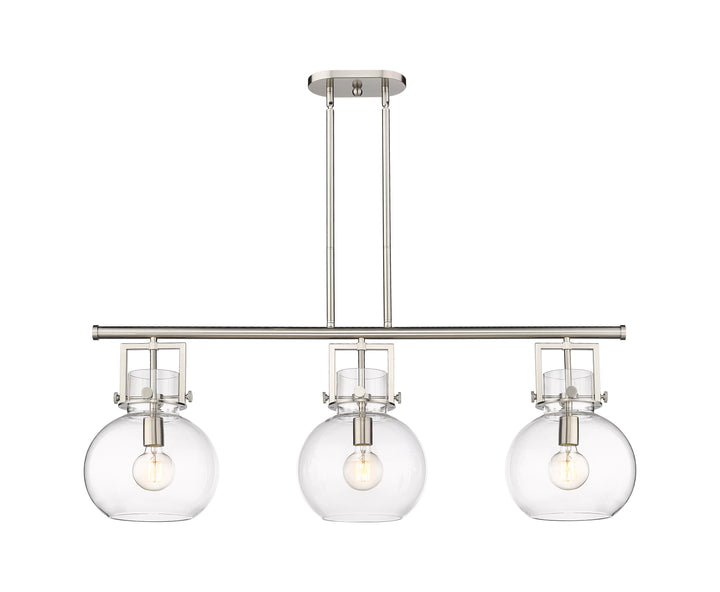 Innovations Lighting Newton Sphere 7" Island Light - Satin Nickel Linear Chandeliers Innovations Lighting Clear ; Glass Type: Clear  