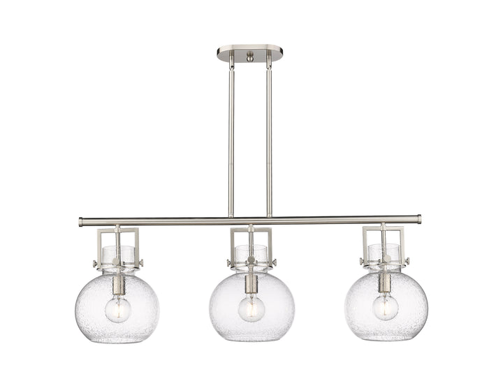 Innovations Lighting Newton Sphere 7" Island Light - Satin Nickel Linear Chandeliers Innovations Lighting Seedy ; Glass Type: Seeded  