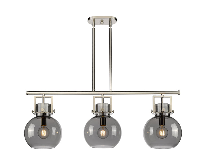 Innovations Lighting Newton Sphere 7" Island Light - Satin Nickel Linear Chandeliers Innovations Lighting Light Smoke ; Glass Type: Smoked  