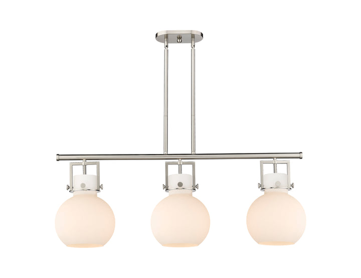 Innovations Lighting Newton Sphere 7" Island Light - Satin Nickel Linear Chandeliers Innovations Lighting White ; Glass Type: Frosted  