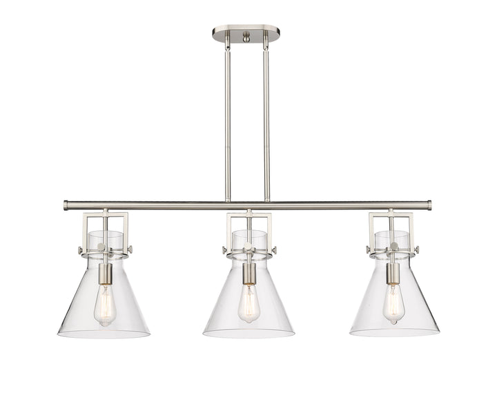 Innovations Lighting Newton Cone 7" Island Light - Satin Nickel Linear Chandeliers Innovations Lighting Clear ; Glass Type: Clear  