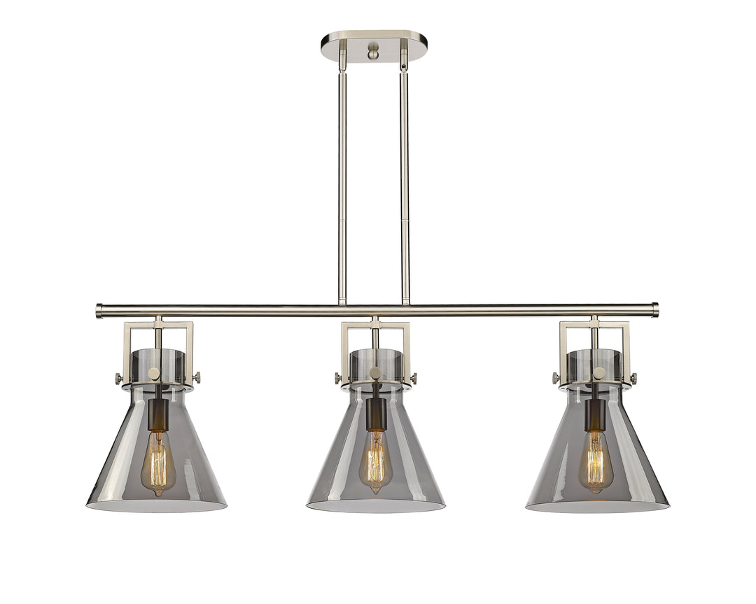 Innovations Lighting Newton Cone 7" Island Light - Satin Nickel Linear Chandeliers Innovations Lighting Light Smoke ; Glass Type: Smoked  