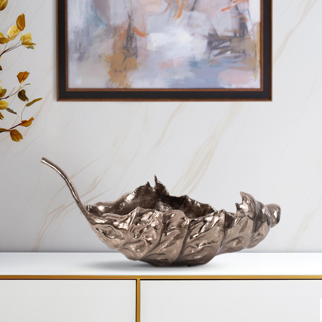 Howard Elliott Collection Aspen Leaf Cast Aluminum Bowl Bowls Howard Elliott Collection   