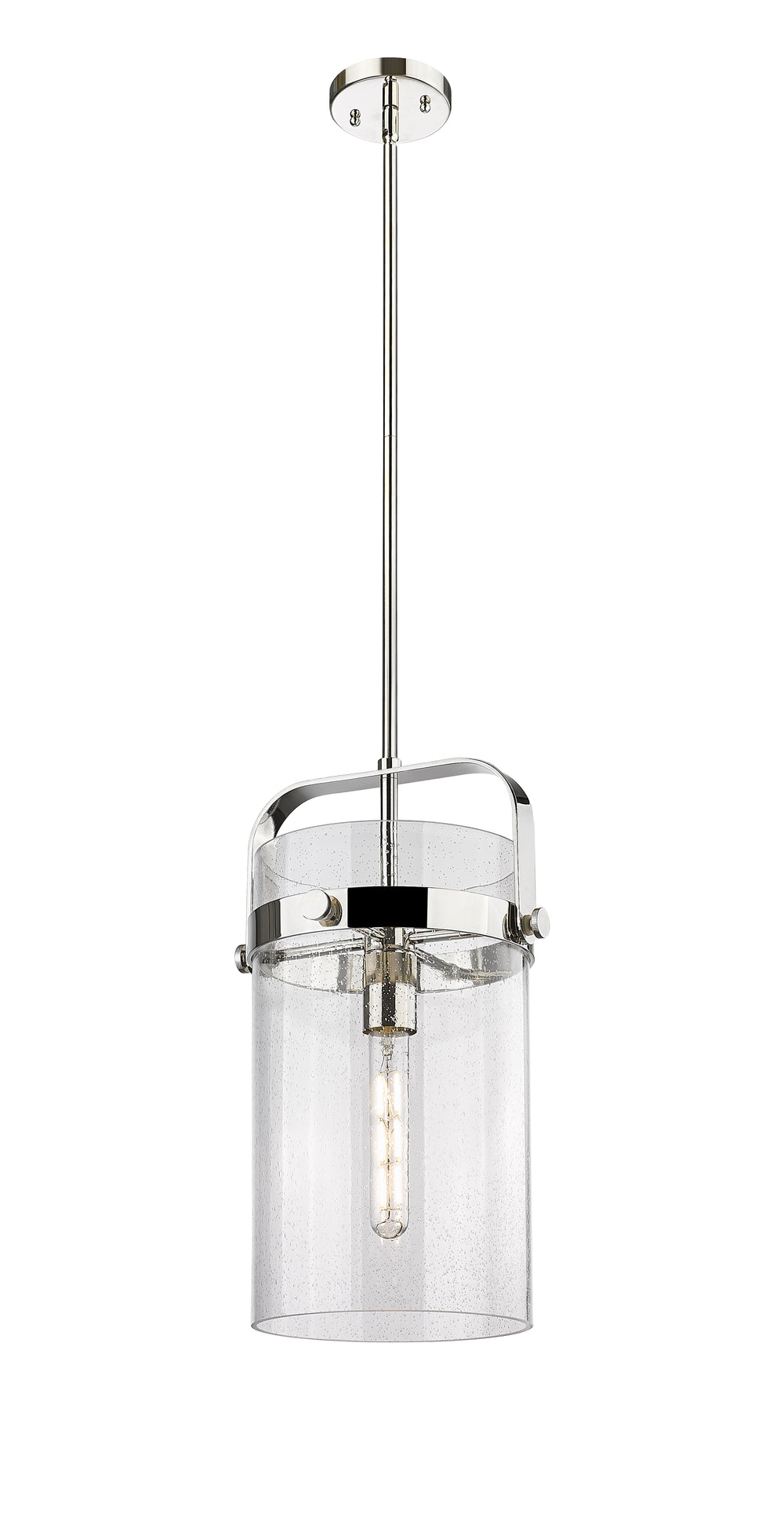 Innovations Lighting Pilaster 8" Mini Pendant - Polished Nickel Mini-Pendants Innovations Lighting Seedy ; Glass Type: Seedy  