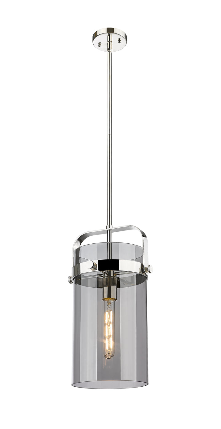 Innovations Lighting Pilaster 8" Mini Pendant - Polished Nickel Mini-Pendants Innovations Lighting Light Smoke ; Glass Type: Smoked  