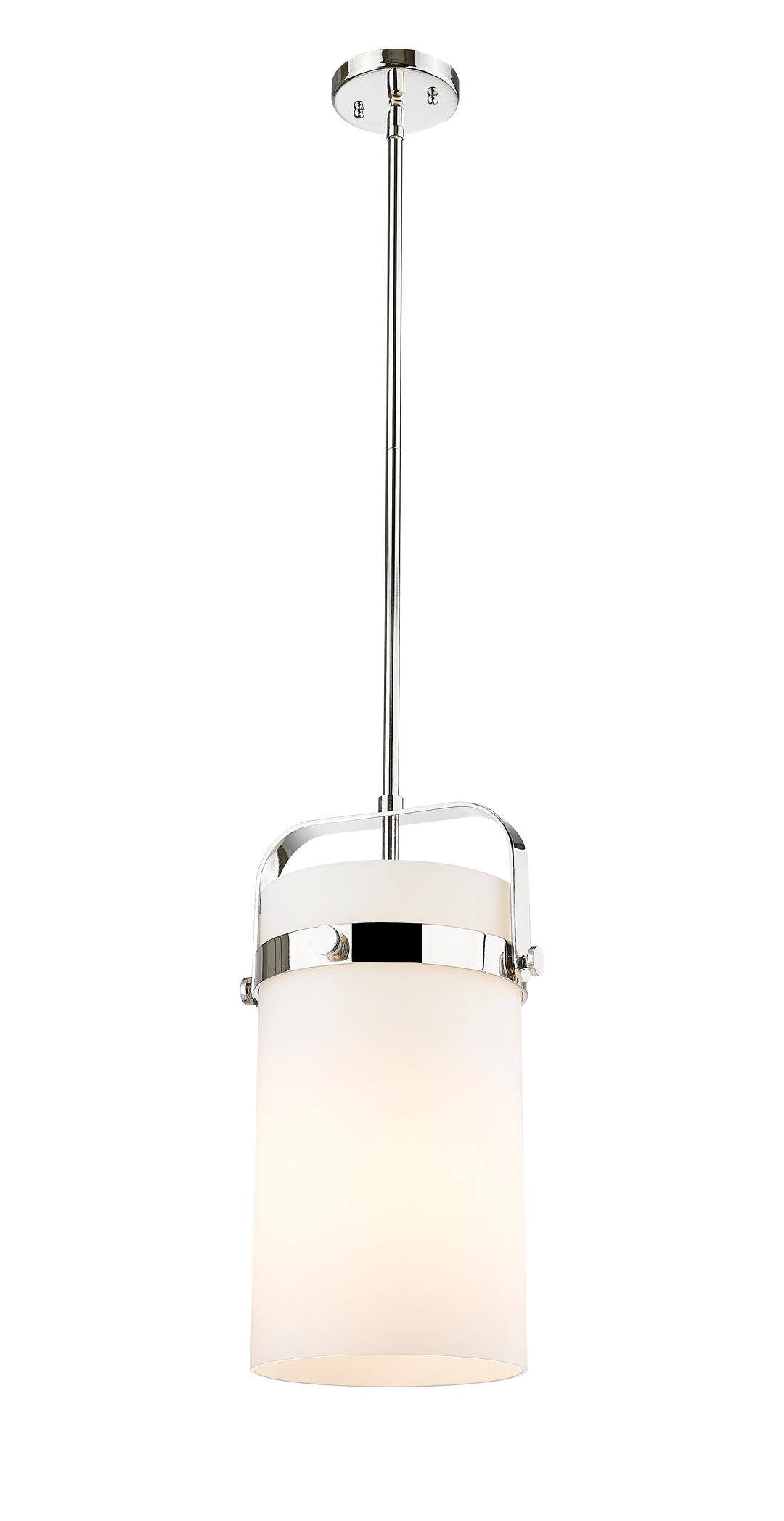 Innovations Lighting Pilaster 8" Mini Pendant - Polished Nickel Mini-Pendants Innovations Lighting Cased Matte White ; Glass Type: Frosted  