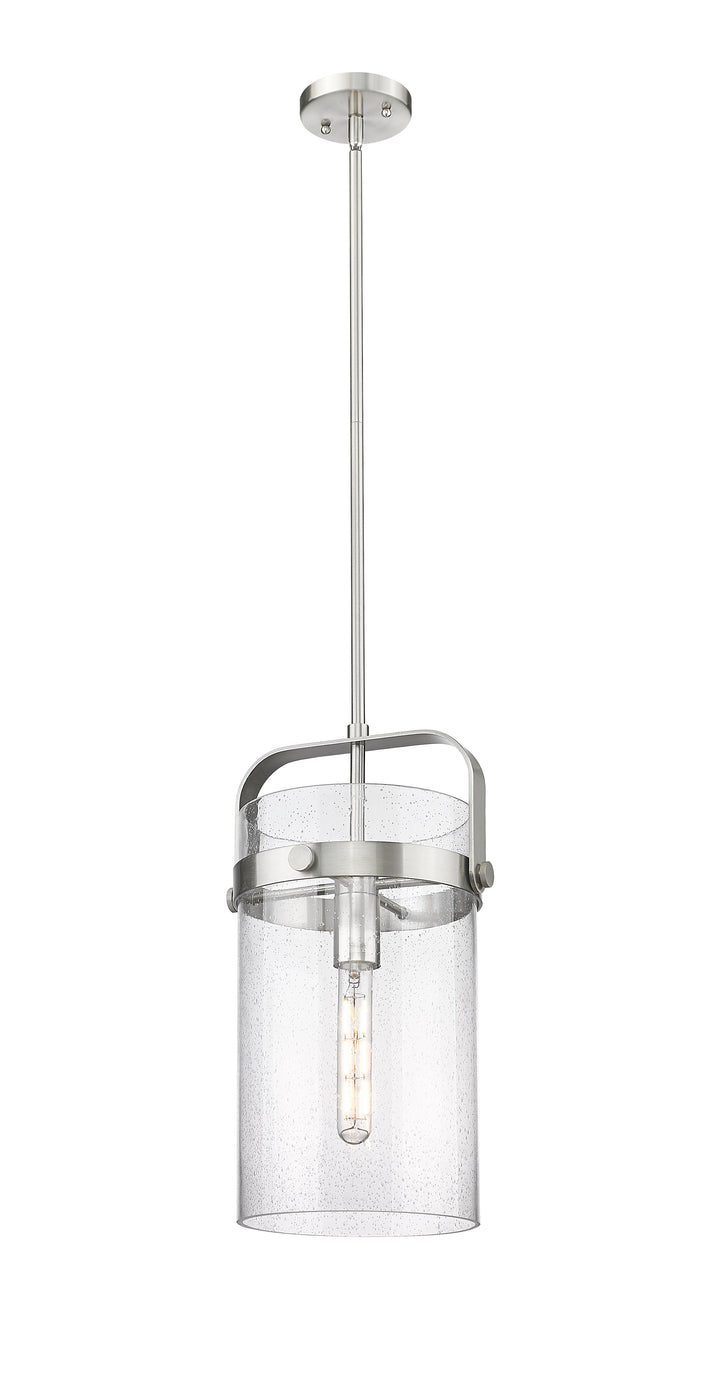 Innovations Lighting Pilaster 8" Mini Pendant - Satin Nickel Mini-Pendants Innovations Lighting Seedy ; Glass Type: Seedy  