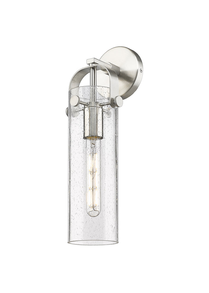 Innovations Lighting Pilaster 4" Sconce - Satin Nickel Wall Sconces Innovations Lighting Seedy ; Glass Type: Seedy  