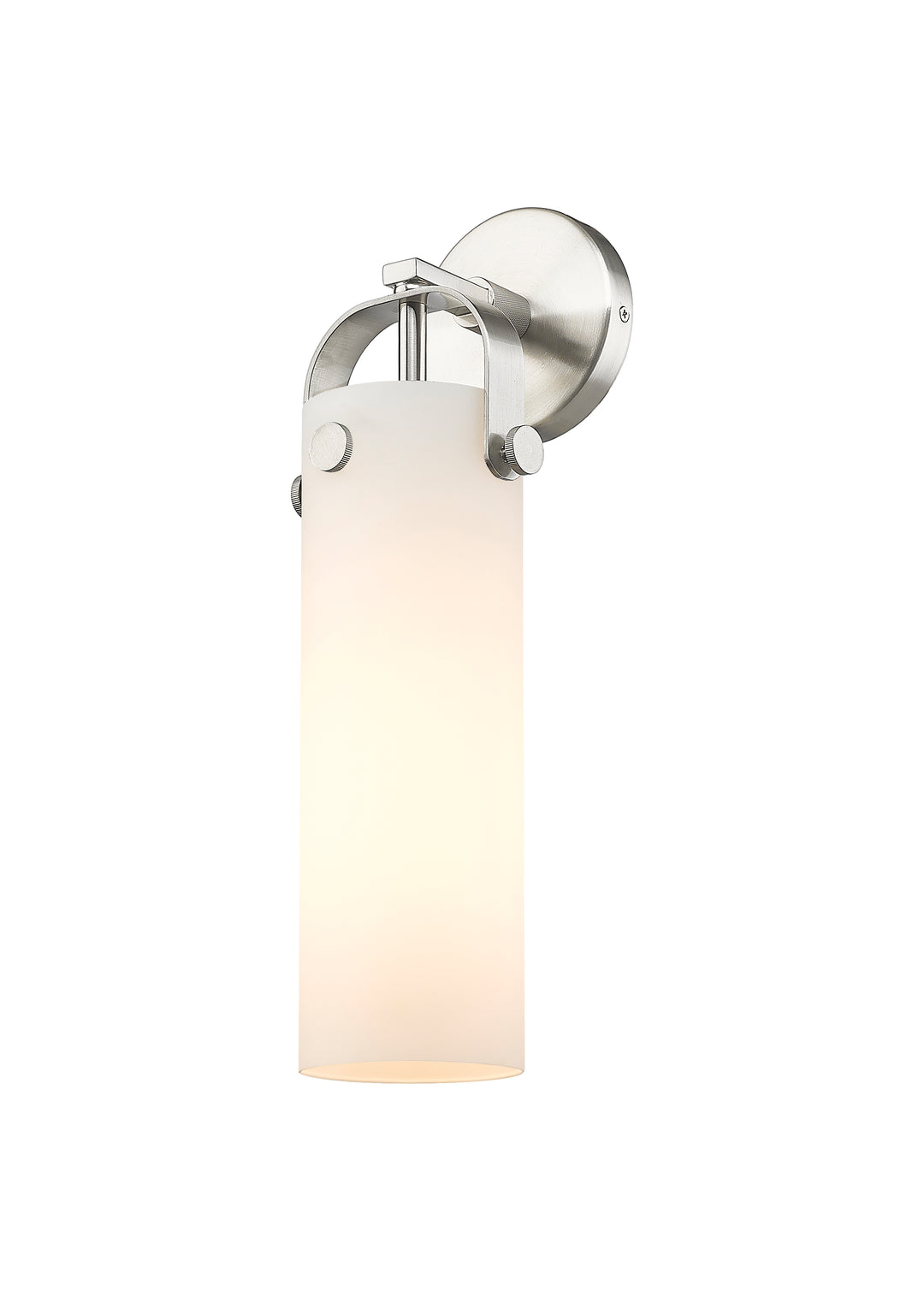 Innovations Lighting Pilaster 4" Sconce - Satin Nickel Wall Sconces Innovations Lighting White ; Glass Type: Frosted  