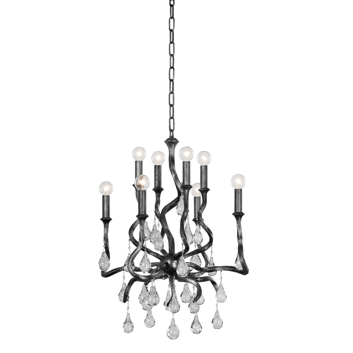 Corbett Lighting Aveline Chandelier Chandelier Corbett Black Silver Leaf 22x27.25 