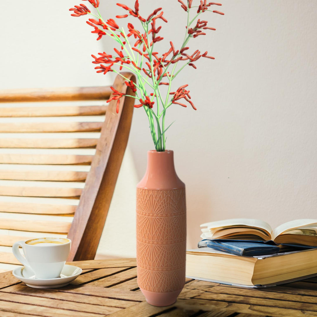 Howard Elliott Collection Richland Embossed Peach Vase, Large Vases Howard Elliott Collection   