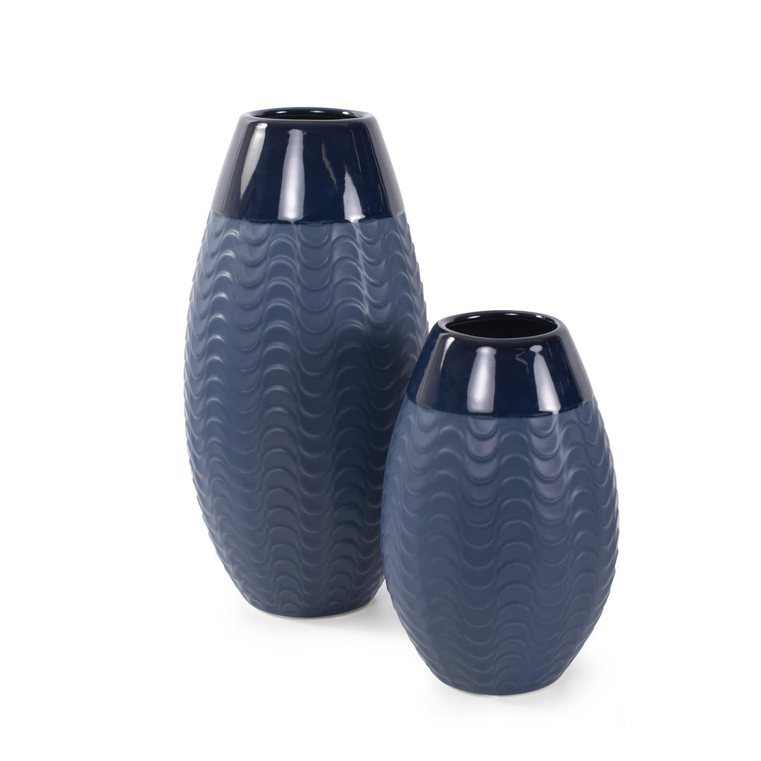 Howard Elliott Collection Indigo Wave Ceramic Vase - Set of 2 Vases Howard Elliott Collection   