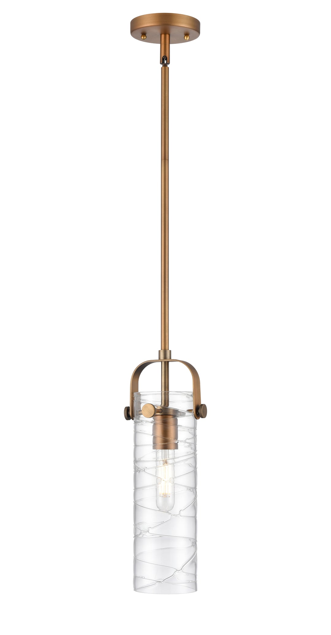 Innovations Lighting Pilaster II Cylinder 12" Pendant - Brushed Brass Pendants Innovations Lighting Deco Swirl ; Glass Type: Transparent  