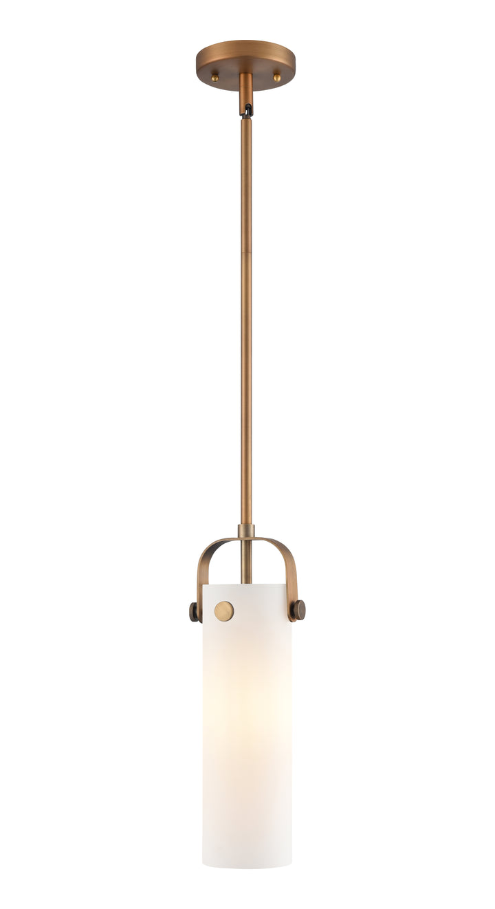 Innovations Lighting Pilaster II Cylinder 12" Pendant - Brushed Brass Pendants Innovations Lighting White ; Glass Type: Frosted  