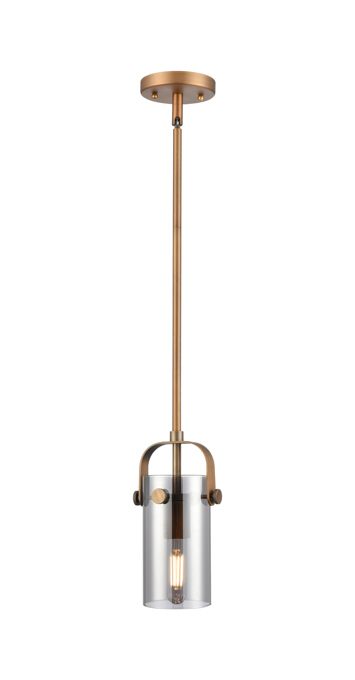 Innovations Lighting Pilaster II Cylinder 7" Pendant - Brushed Brass Pendants Innovations Lighting Light Smoke ; Glass Type: Smoked  