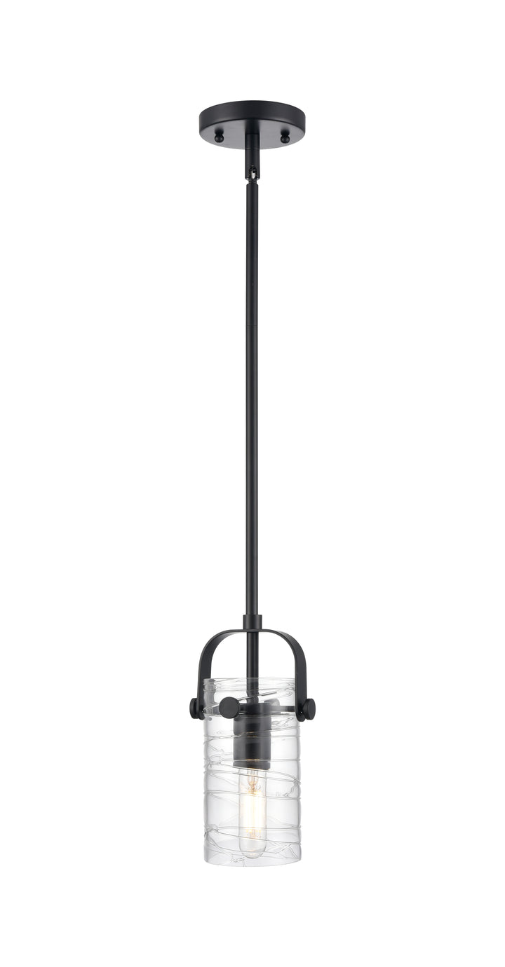 Innovations Lighting Pilaster II Cylinder 7" Pendant - Matte Black Pendants Innovations Lighting Deco Swirl ; Glass Type: Transparent  