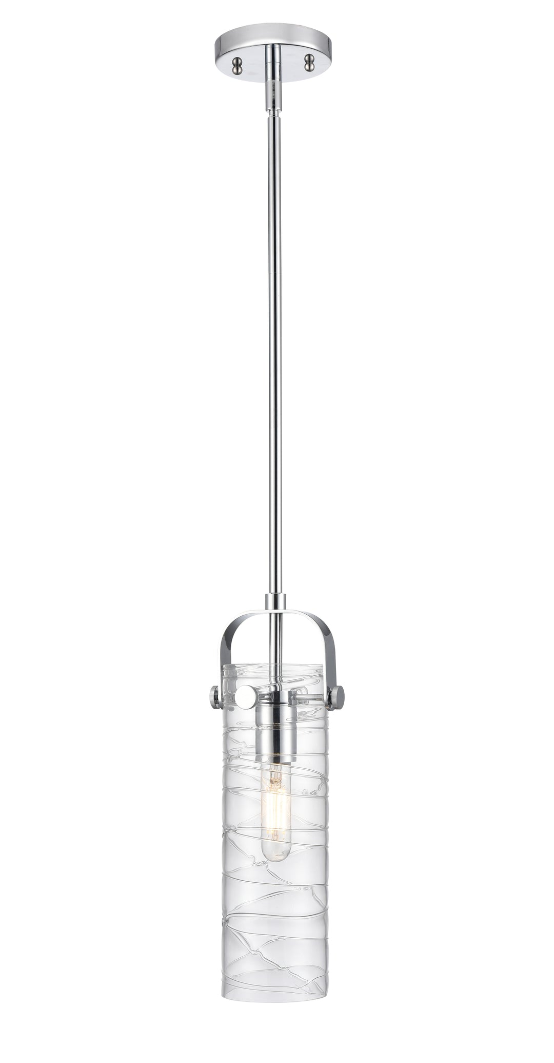 Innovations Lighting Pilaster II Cylinder 12" Pendant - Polished Chrome Pendants Innovations Lighting Deco Swirl ; Glass Type: Transparent  