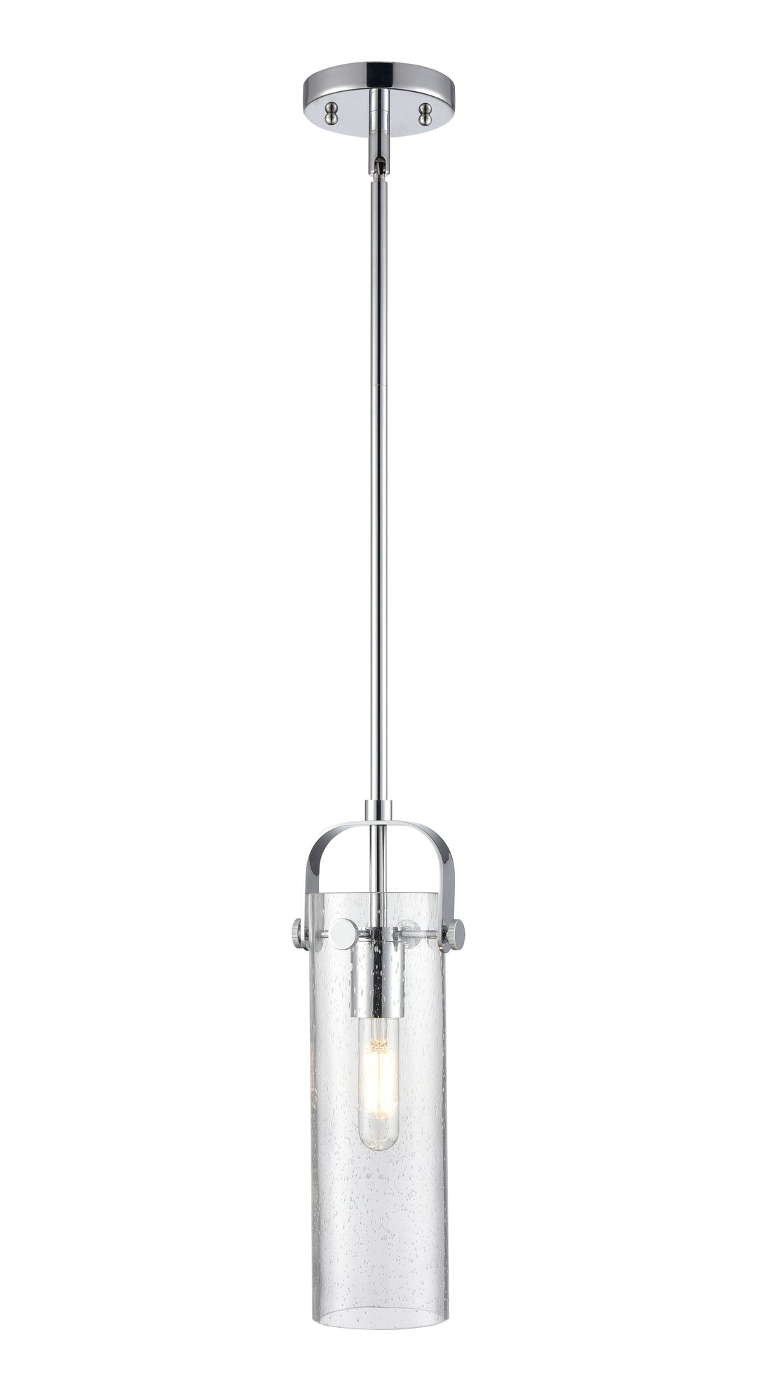 Innovations Lighting Pilaster II Cylinder 12" Pendant - Polished Chrome Pendants Innovations Lighting Seedy ; Glass Type: Seedy  