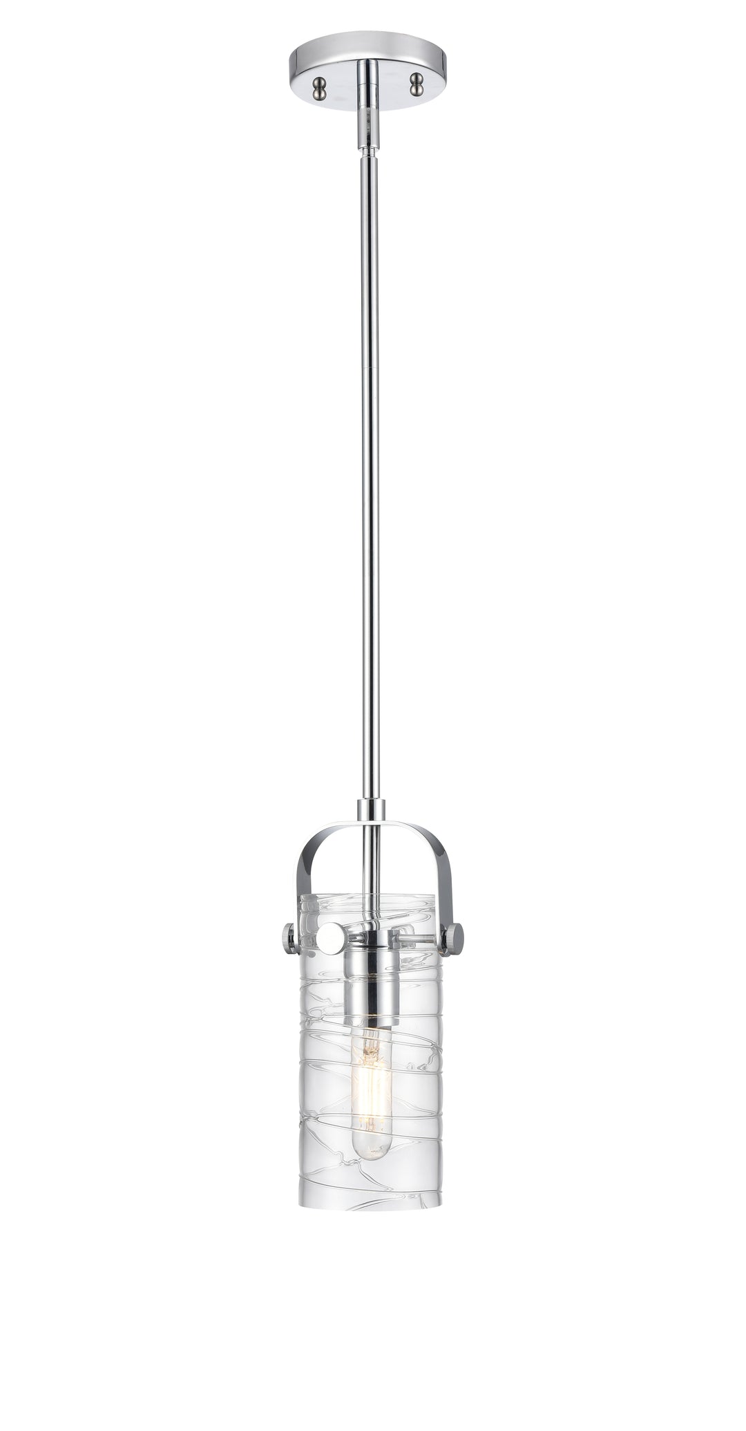 Innovations Lighting Pilaster II Cylinder 7" Pendant - Polished Chrome Pendants Innovations Lighting Deco Swirl ; Glass Type: Transparent  