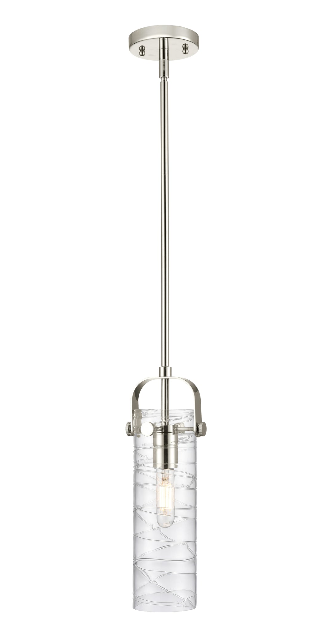 Innovations Lighting Pilaster II Cylinder 12" Pendant - Polished Nickel Pendants Innovations Lighting Deco Swirl ; Glass Type: Transparent  