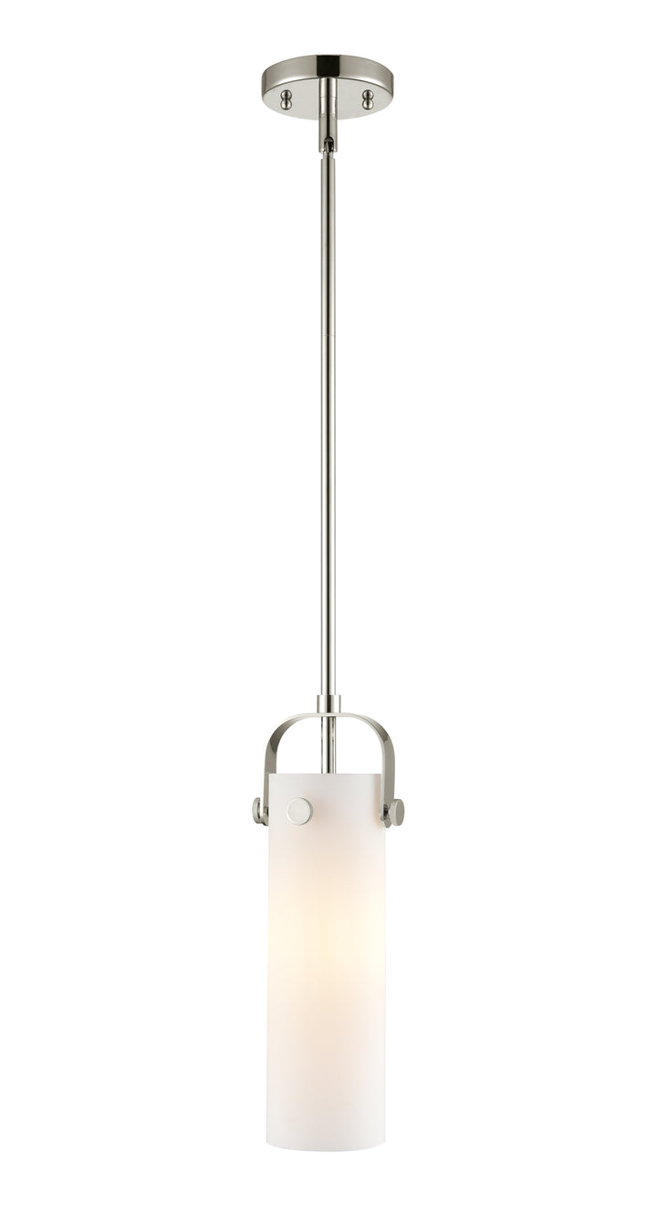 Innovations Lighting Pilaster II Cylinder 12" Pendant - Polished Nickel Pendants Innovations Lighting White ; Glass Type: Frosted  