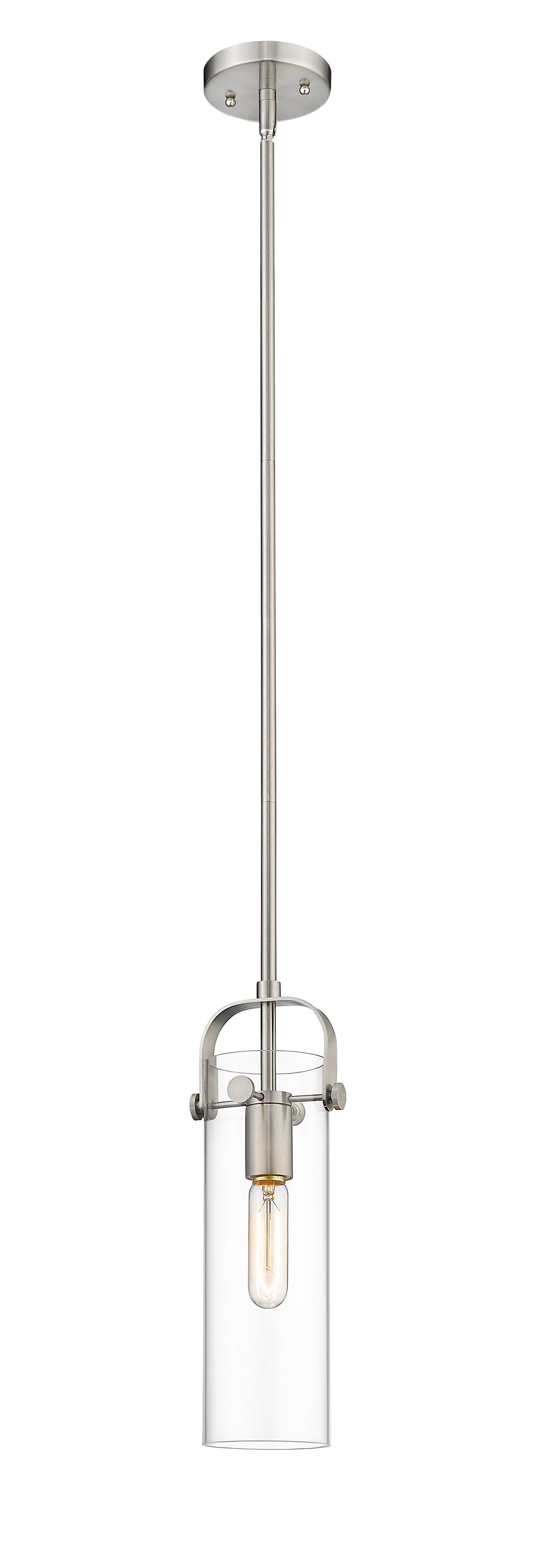 Innovations Lighting Pilaster II Cylinder 12" Pendant - Satin Nickel