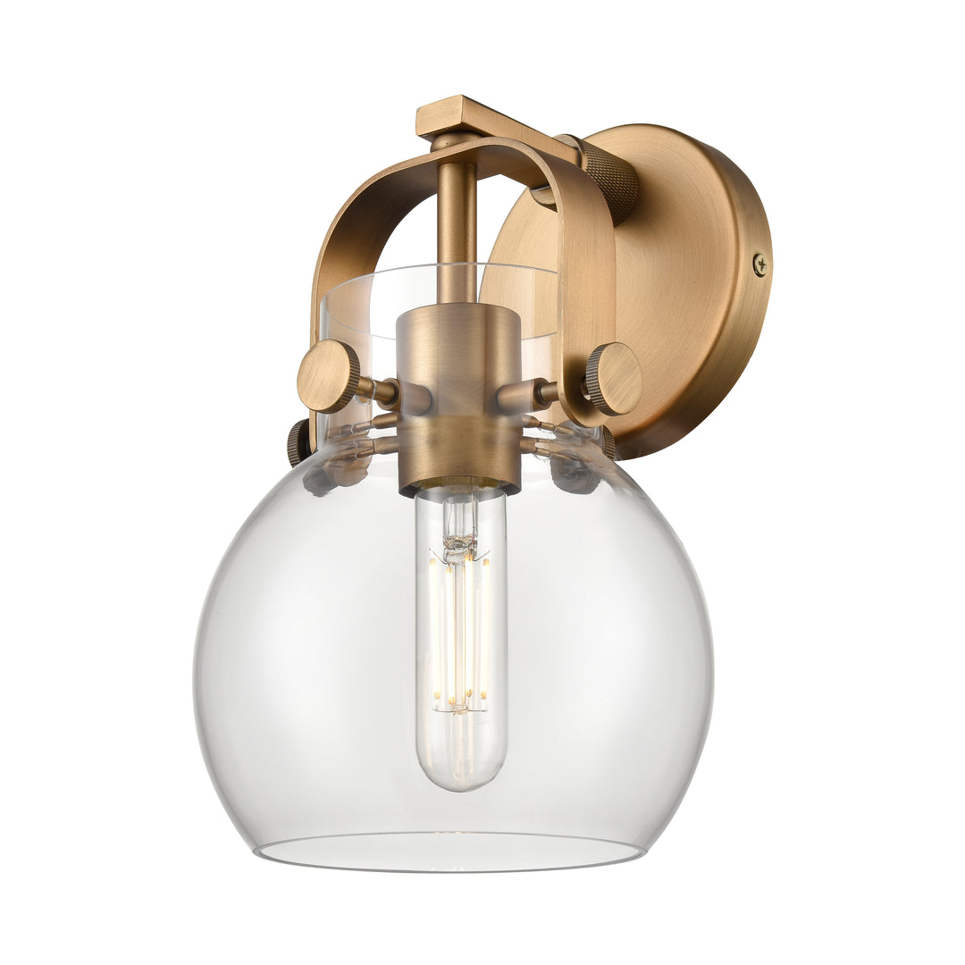 Innovations Lighting Pilaster II Sphere 6" Sconce - Brushed Brass Wall Sconces Innovations Lighting Clear ; Glass Type: Clear  