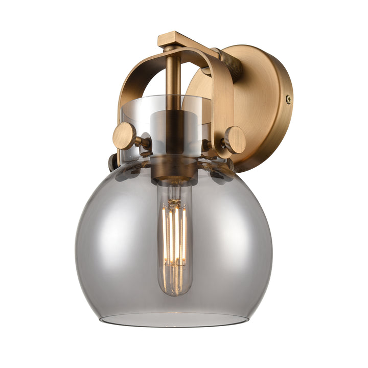 Innovations Lighting Pilaster II Sphere 6" Sconce - Brushed Brass Wall Sconces Innovations Lighting Light Smoke ; Glass Type: Smoked  