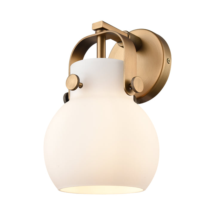 Innovations Lighting Pilaster II Sphere 6" Sconce - Brushed Brass Wall Sconces Innovations Lighting White ; Glass Type: Frosted  