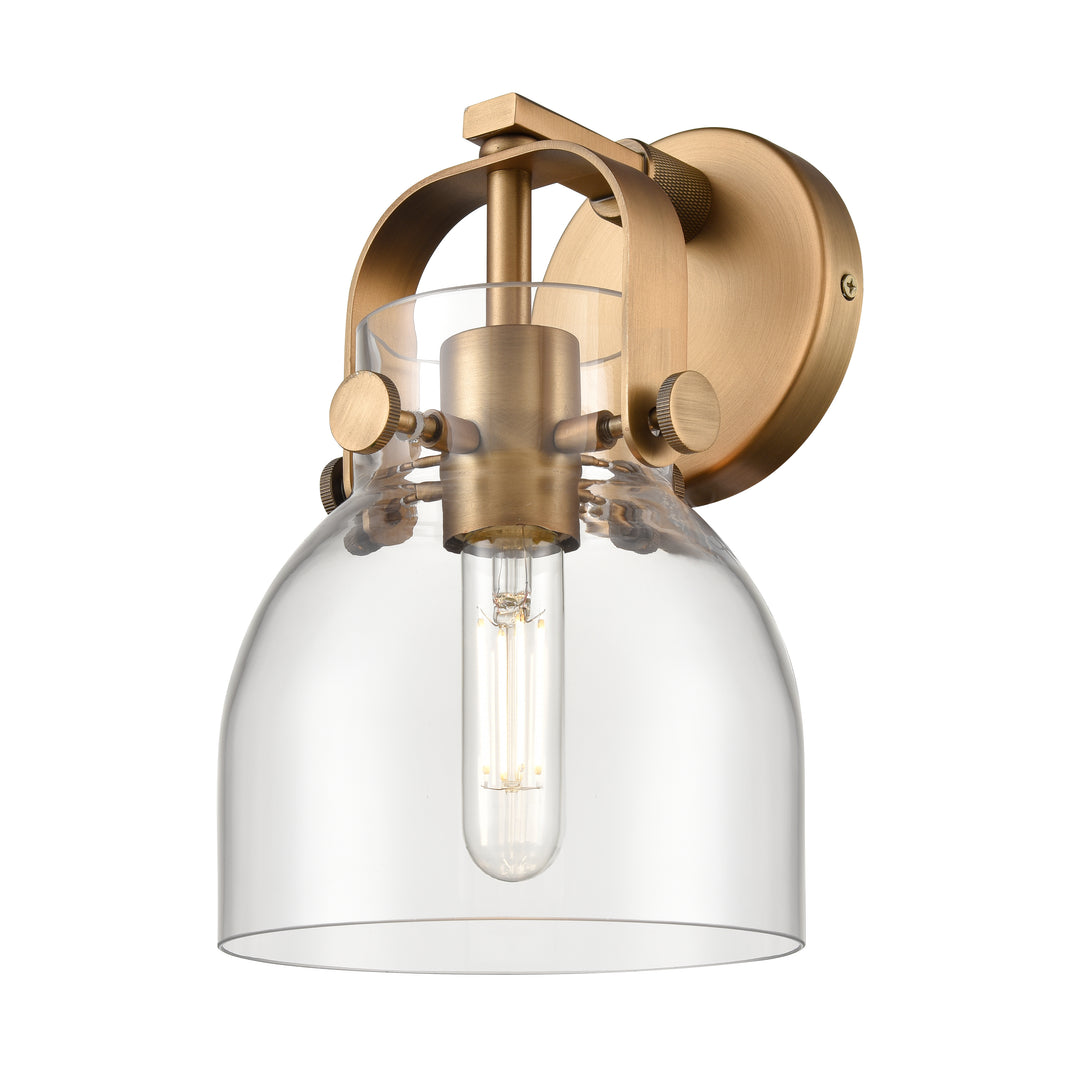 Innovations Lighting Pilaster II Bell 6" Sconce - Brushed Brass Wall Sconces Innovations Lighting Clear ; Glass Type: Clear  